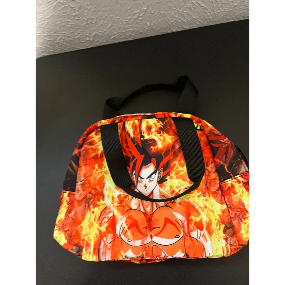 Dragon Ball Z Goku Super Saiyan Insulated Lunch Bag Fire Graphic Anime Tote NWOT